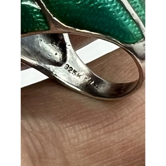 925 sterling silver enamel topaz Marcasite Ring size 6 - Picture 10 of 14